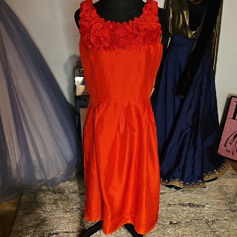 Elegant Red Neiman Marcus Exclusive  Sleeveless Dress